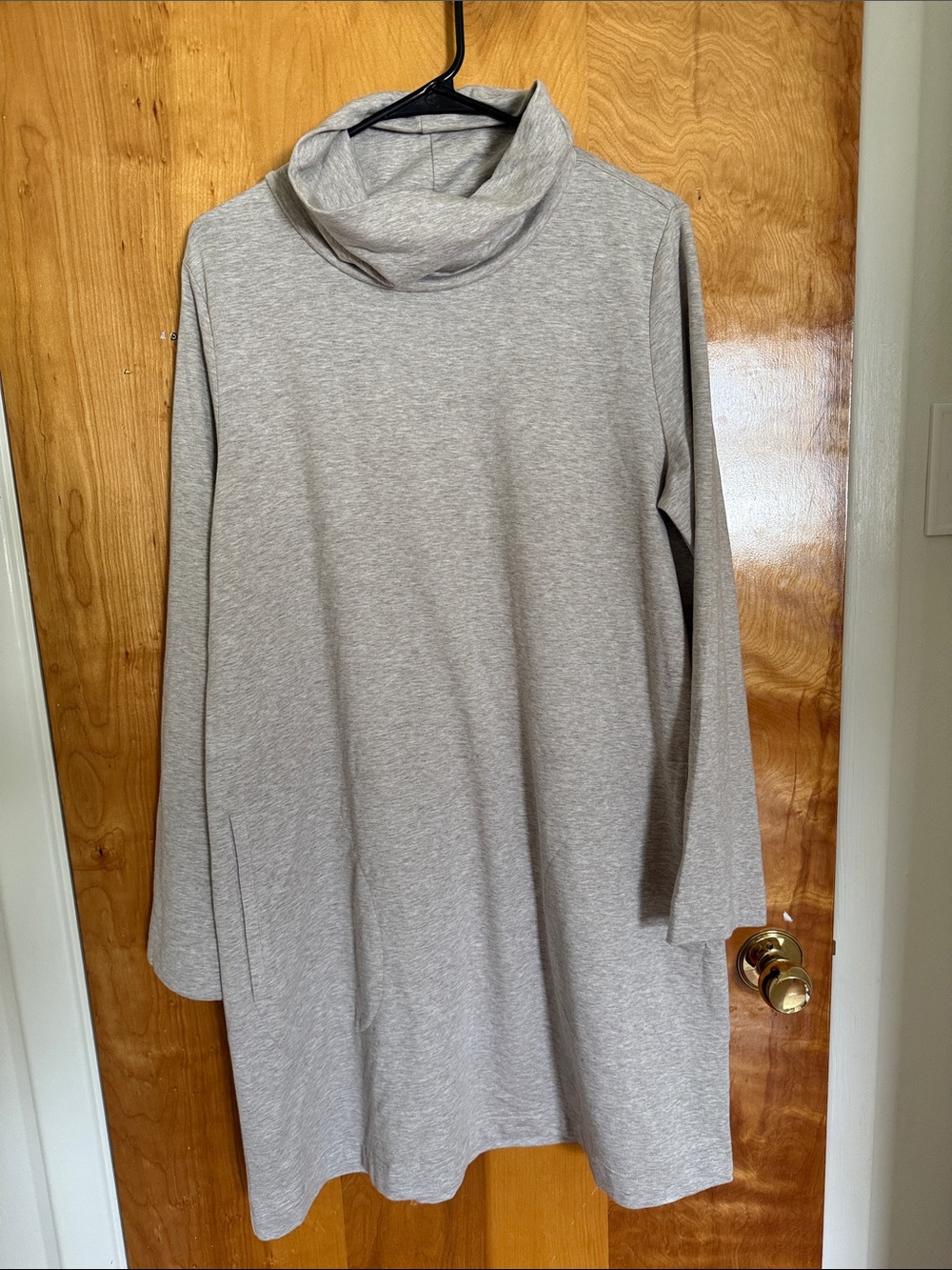Mock Neck Long Sleeve Tunic - Light Heather Beige